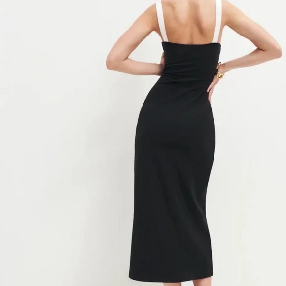 Reformation black and white Nelle Knit Midi Tank Dress, Medium - Picture 3 of 16